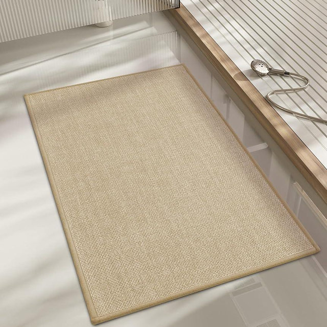 chakme Bathroom Rugs Mat 32x17, Ultra Thin Non Slip Bath Mat Quick Dry Absorbent Bath Mat for Bathroom Floor, (Light Beige, 32"x17")