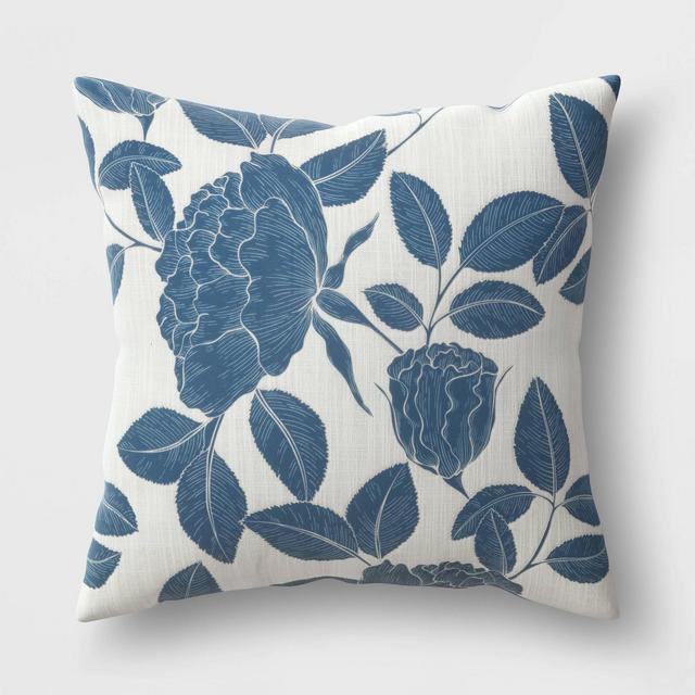 18"x18" Floral Square Throw Pillow Blue - Threshold™