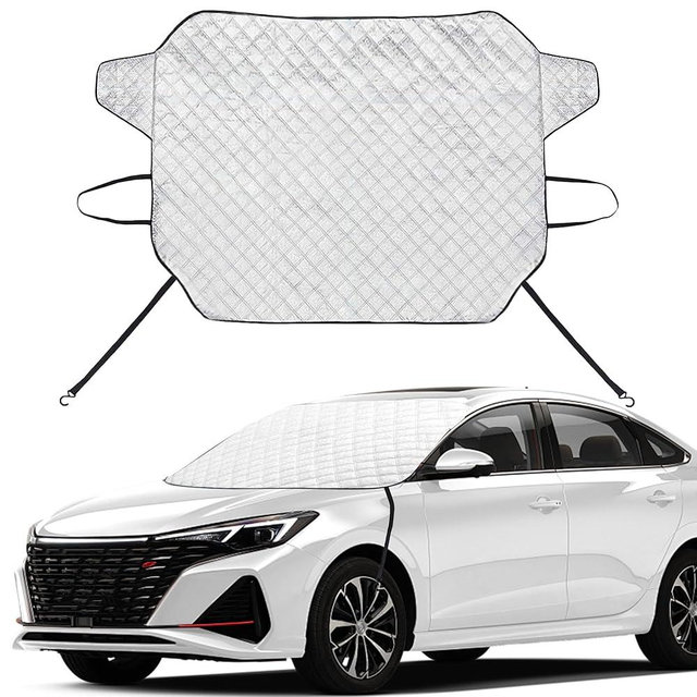 EXQUISLIFE Car Windshield Snow Ice Cover with 3 Layers Protection, Windshield Snow Ice Cover with Magnetic Edges Used for Snow Protection, Rain and Sun, Fits for Most Standard Cars, SUV
