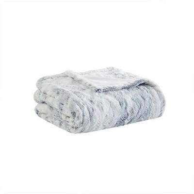Heated Aina Marble Faux Fur Heated Throw Gray/Blue