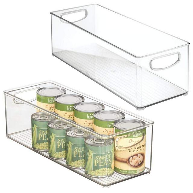 mDesign X-Long Plastic Kitchen Pantry, Cabinet, Refrigerator, Freezer Food Storage Organizing Bin Basket with Handles - Organizer for Fruit, Vegetables, Yogurt, Snacks, Pasta - 6" Wide, 2 Pack - Clear