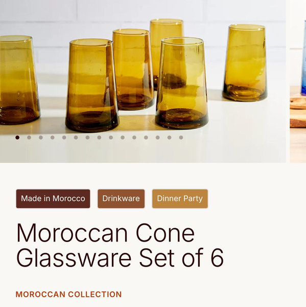 AMBER- Large- Moroccan Cone Glassware Set of 6