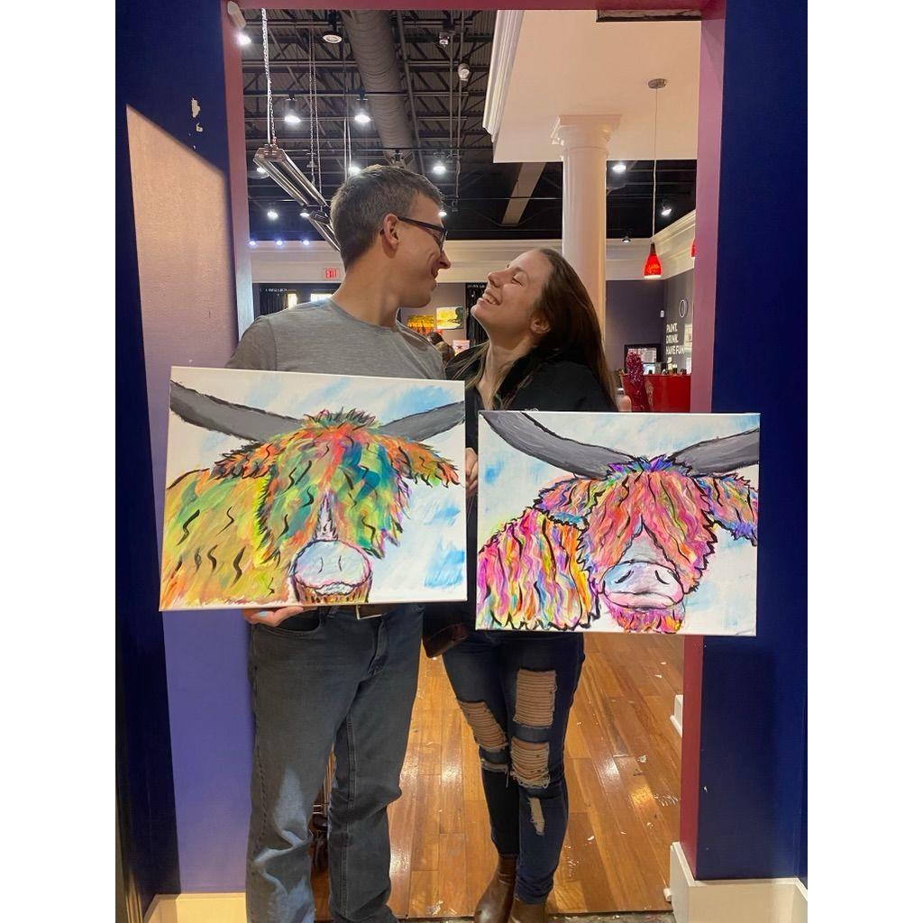 Each year for Christmas, we plan days for each other. Victoria's day this year ended with cow painting.