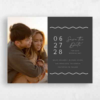 Dark Charcoal, Grey Wedding Save the Date - Molnar Landscape