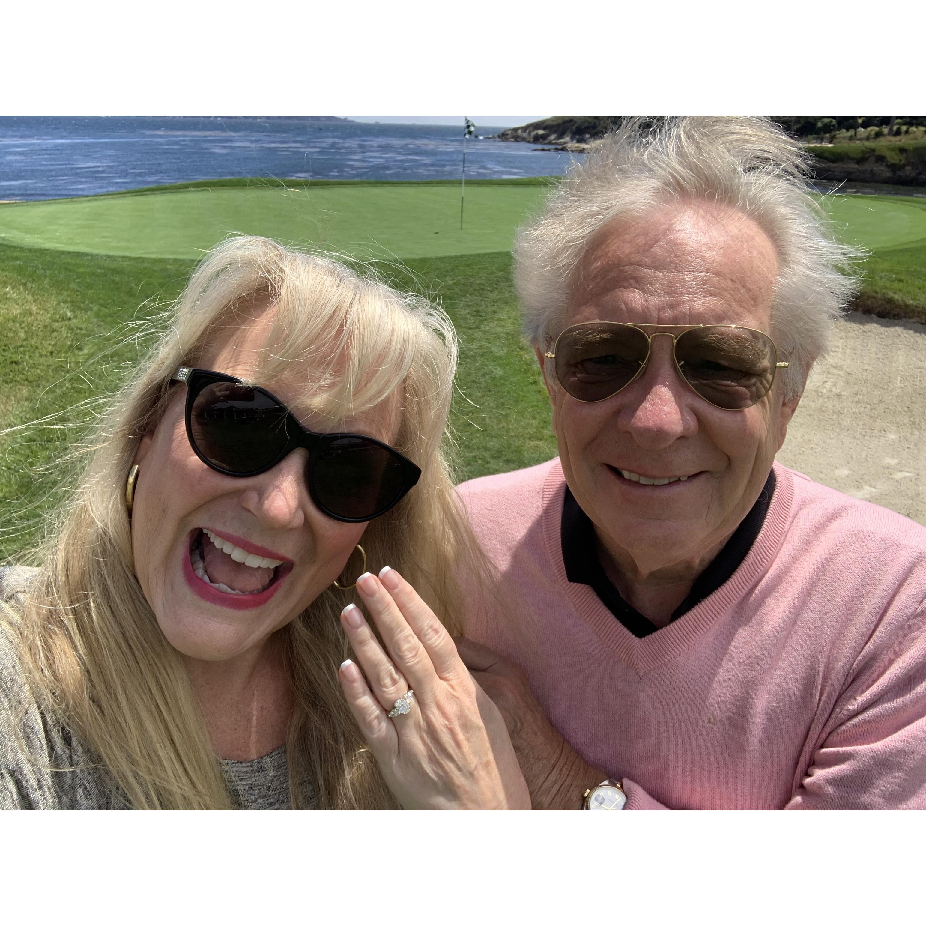 I said YES! At Pebble Beach 18 th green