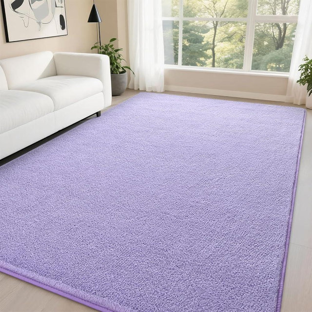 DweIke 5x7 Purple Area Rugs for Bedroom, Super Soft Living Room Rug, Thickened Memory-Foam Throw Carpet, Non-Slip and Washable Carpets for Kids Boys Girls Room Dorm Nursery Home Decor