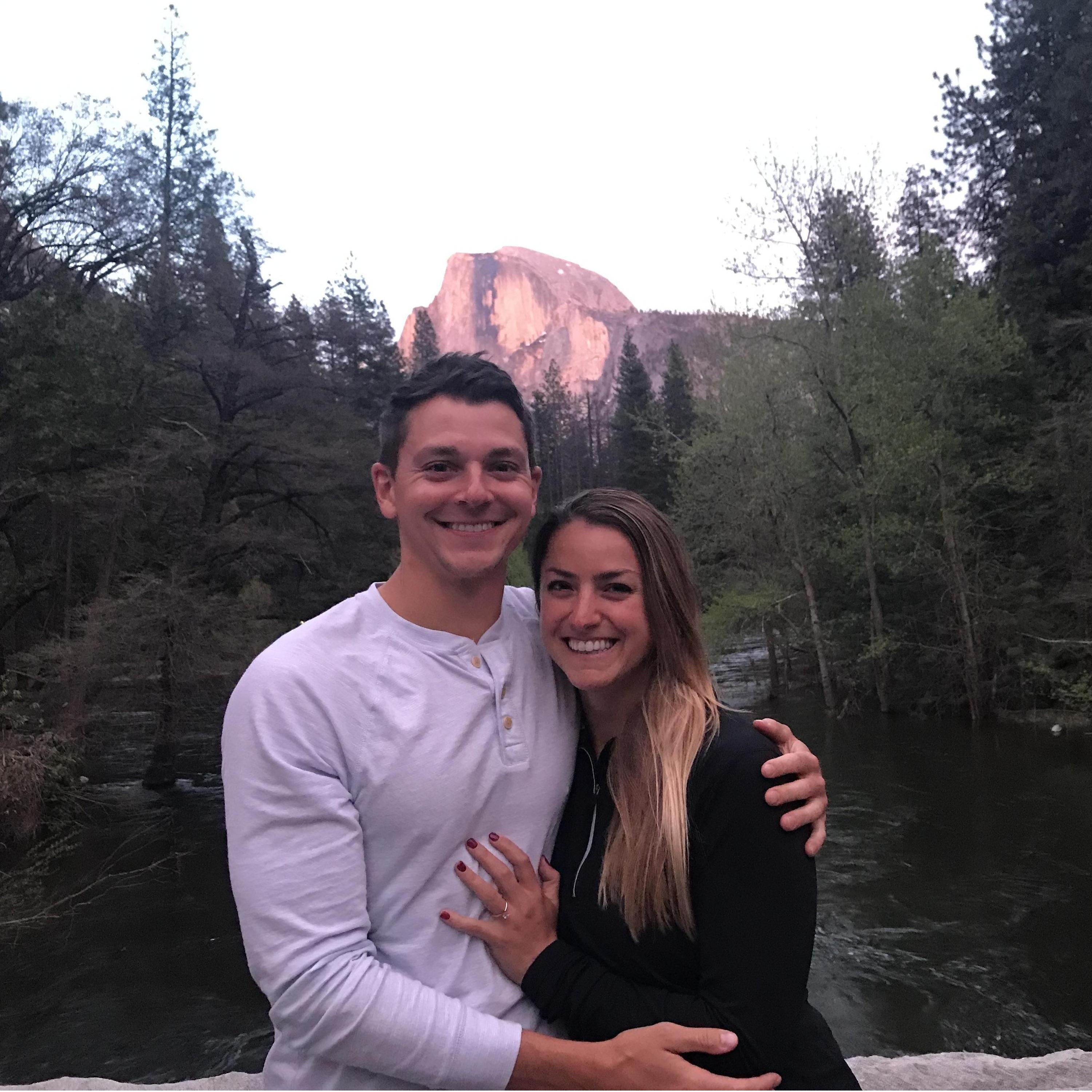 Joyously snapping pics around Yosemite after the engagement