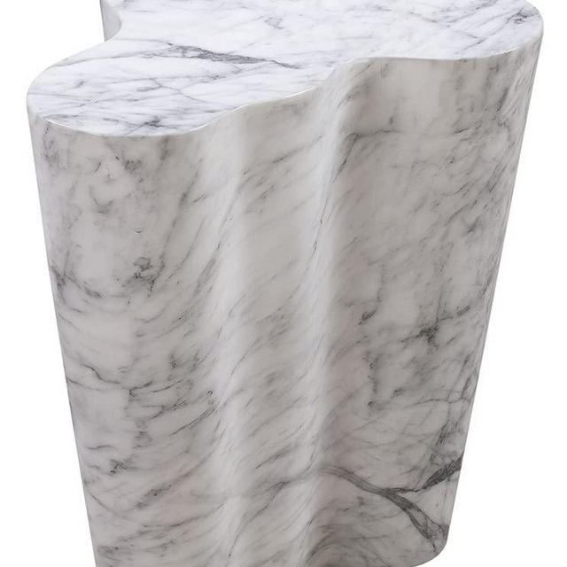 Tov Furniture Modern Slab Living Room Tall Side Table, 22", 22 Inch, White Marble