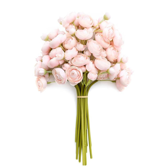 Ling's moment Ranunculus Artificial Flower, Faux Silk Mini Ranunculus Flowers for DIY Bouquet, Bulk Fake Wedding Filler Flowers for Centerpieces Arrangements Bridal Shower Decorations, Blush Pink