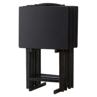 5 Piece TV Tray Set Wood - PDG BLACK