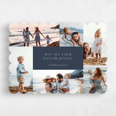 Blue Scalloped Holiday Card - Nostalgia Landscape