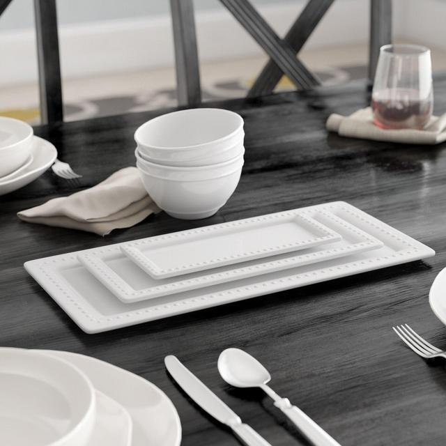 Lathem 3 Piece Porcelain Rectangular Platter Set