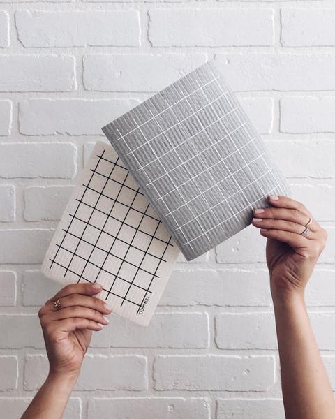 Grid Black Sponge Cloth