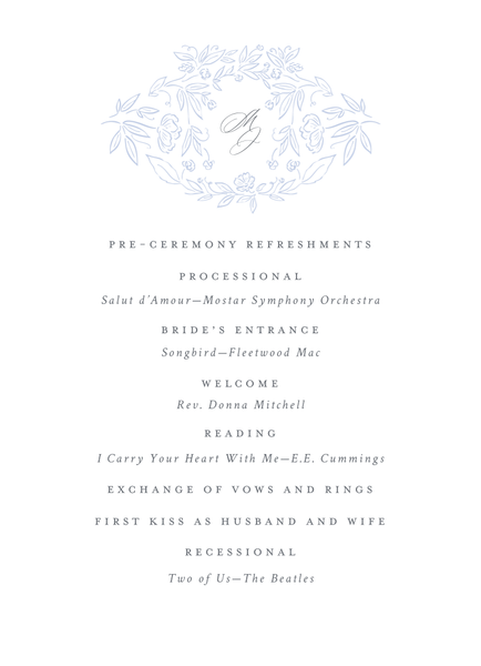 Eze | Dark Pastel Blue | Zola Wedding Programs