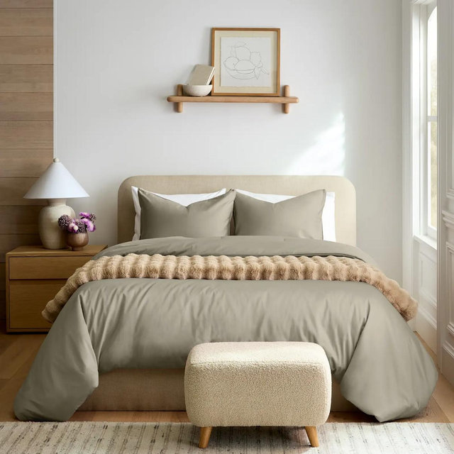 Organic Cotton Sateen Comforter - Dried Sage, Full/Queen