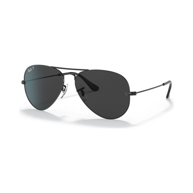 Ray-Ban Unisex Aviator Total Black Polarized Sunglasses, RB3025