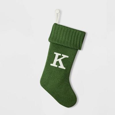 Knit Monogram Christmas Stocking Green - Wondershop™- K