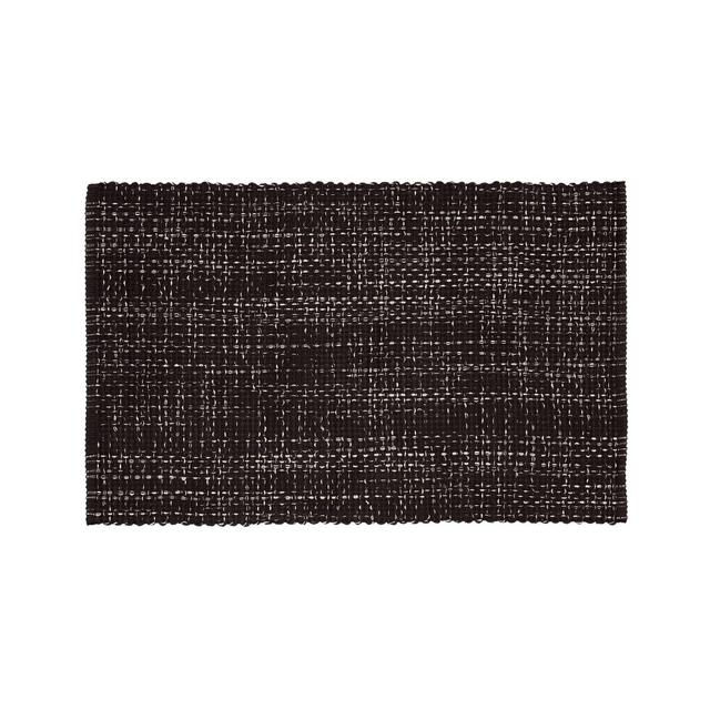 Della Black Cotton Flat Weave Rug 30x50