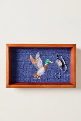 Needlepoint Wooden Trinket Tray