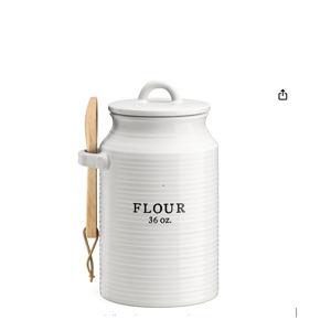 Flour Canister for Kitchen Counter, White