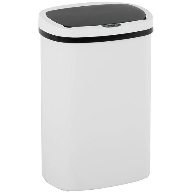 BestOffice Trash Can Broken-Resistant Plastic Touch Free High-Capacity Garbage Can with Lid for Bedroom Bathroom Home Office 49 Liter 13 Gallon Trash Can Automatic Kitchen Trash Can (1, White)