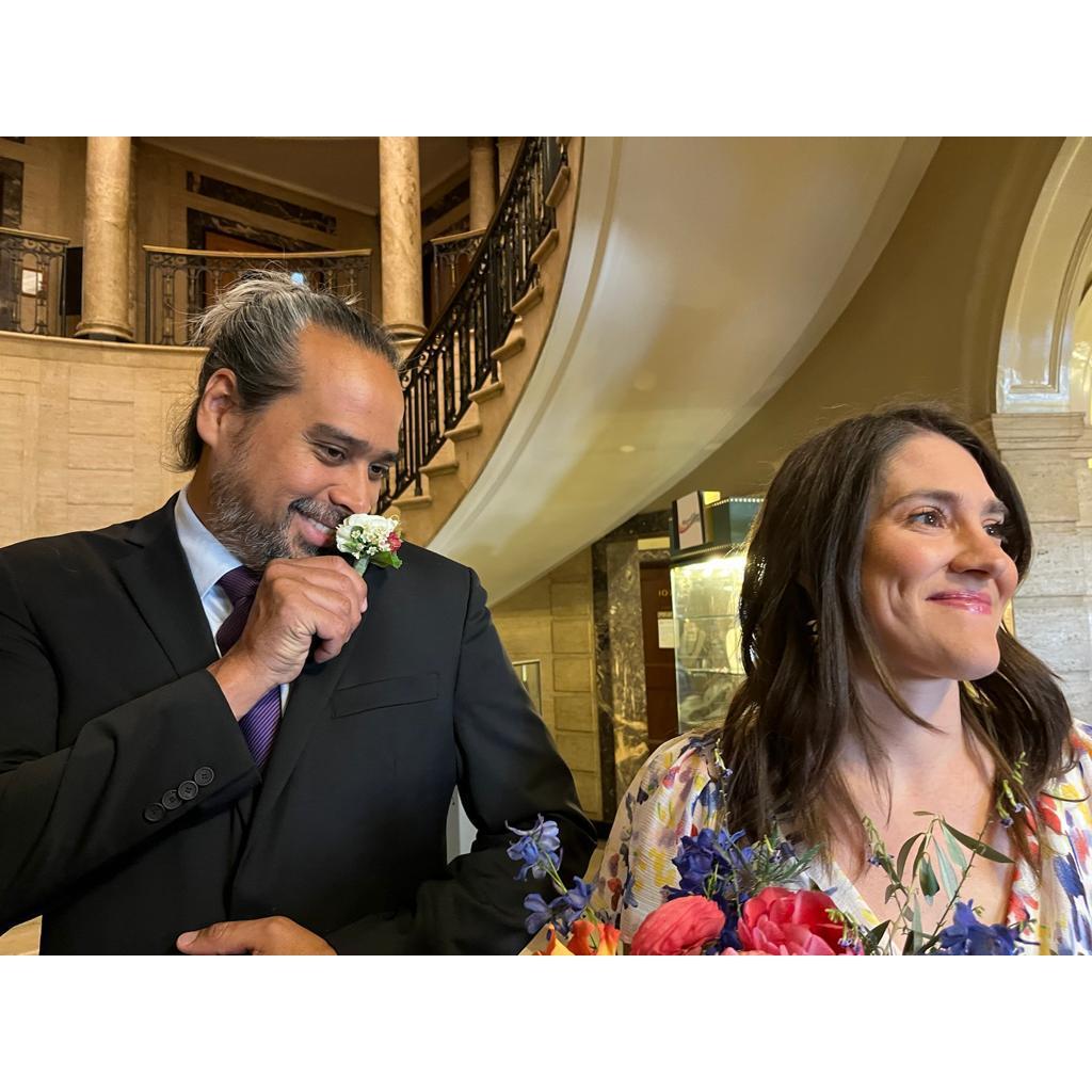 Excited to be celebrating our wedding and enjoying the flowers