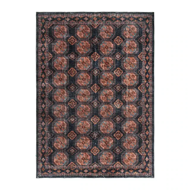World Rug Gallery Transitional Moroccan Washable Non Slip Area Rug - RUST 8'x10': Stain & Fade-Resistant, Low Pile