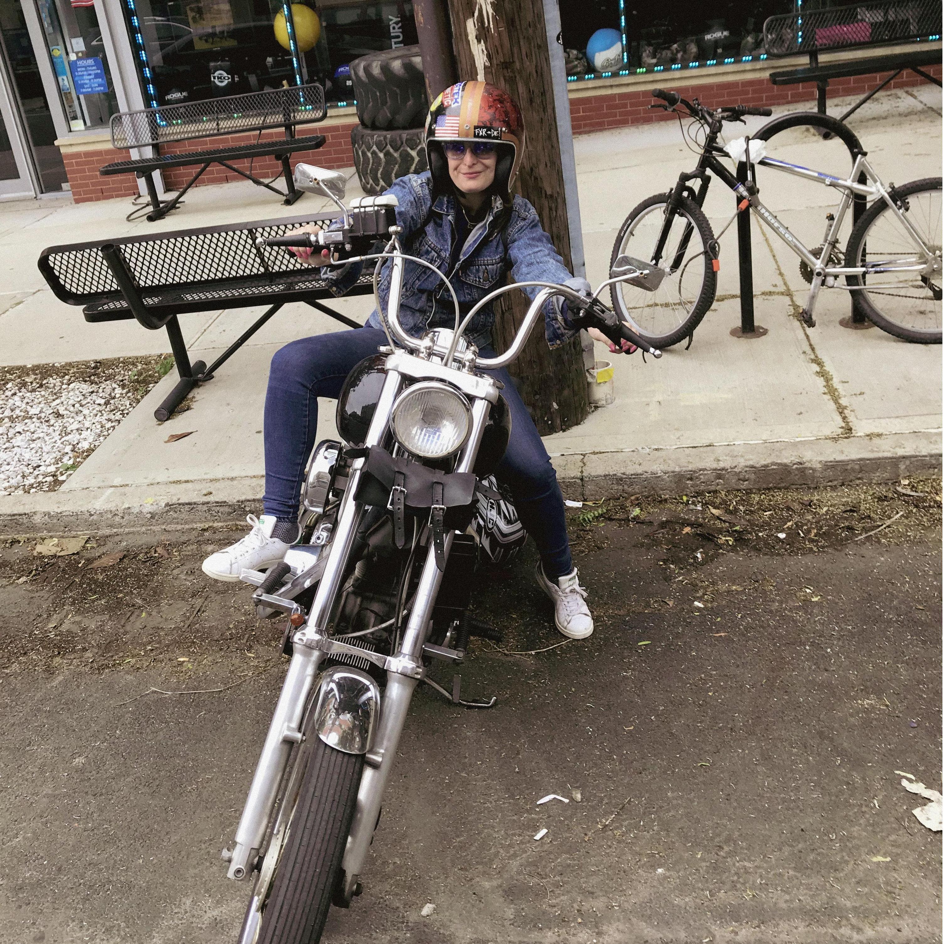 This was the first time Meg road on Johns motorcycle (as a passanger) On their second date she swore  she would never ever ride on one.