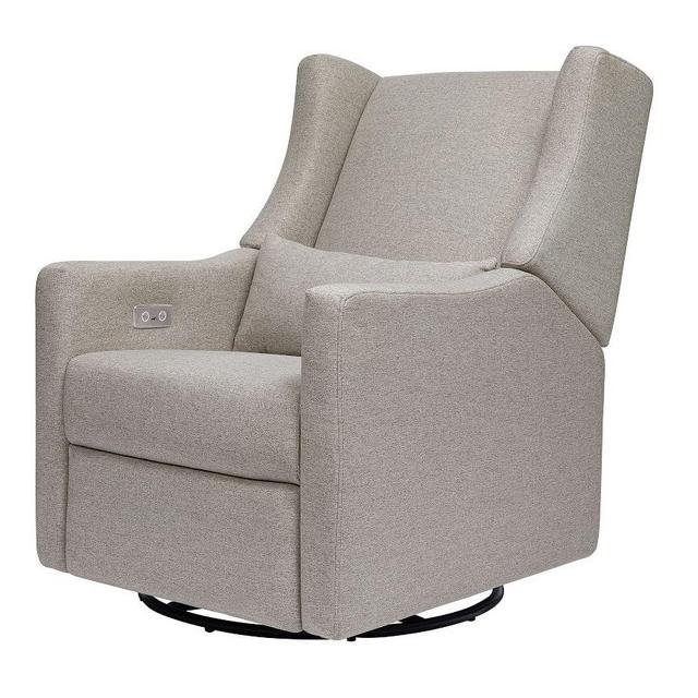 Babyletto Kiwi Swivel Glider & Recliner w/USB Port, Performance Gray Eco-Weave