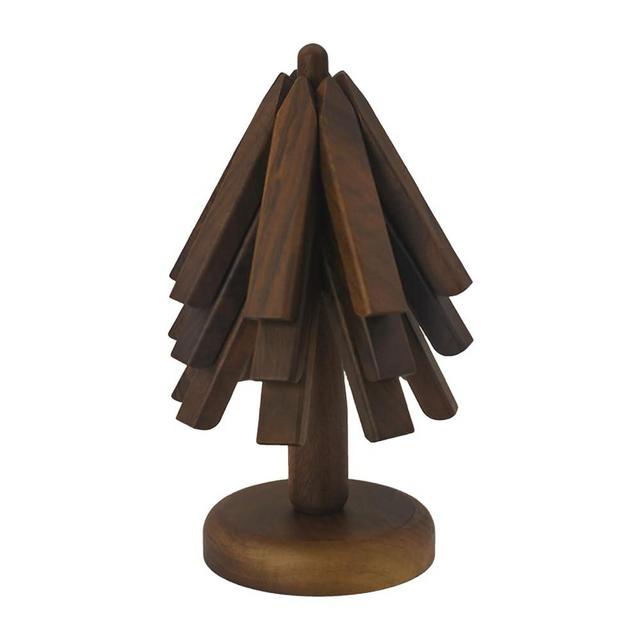 Wooden Trivet for hot Dishes, Black Walnut Tree Shape Trivet Set Coaster, Trivets for hot pots and Pans, Trivets for hot Dishes (3PCS Black Walnut)