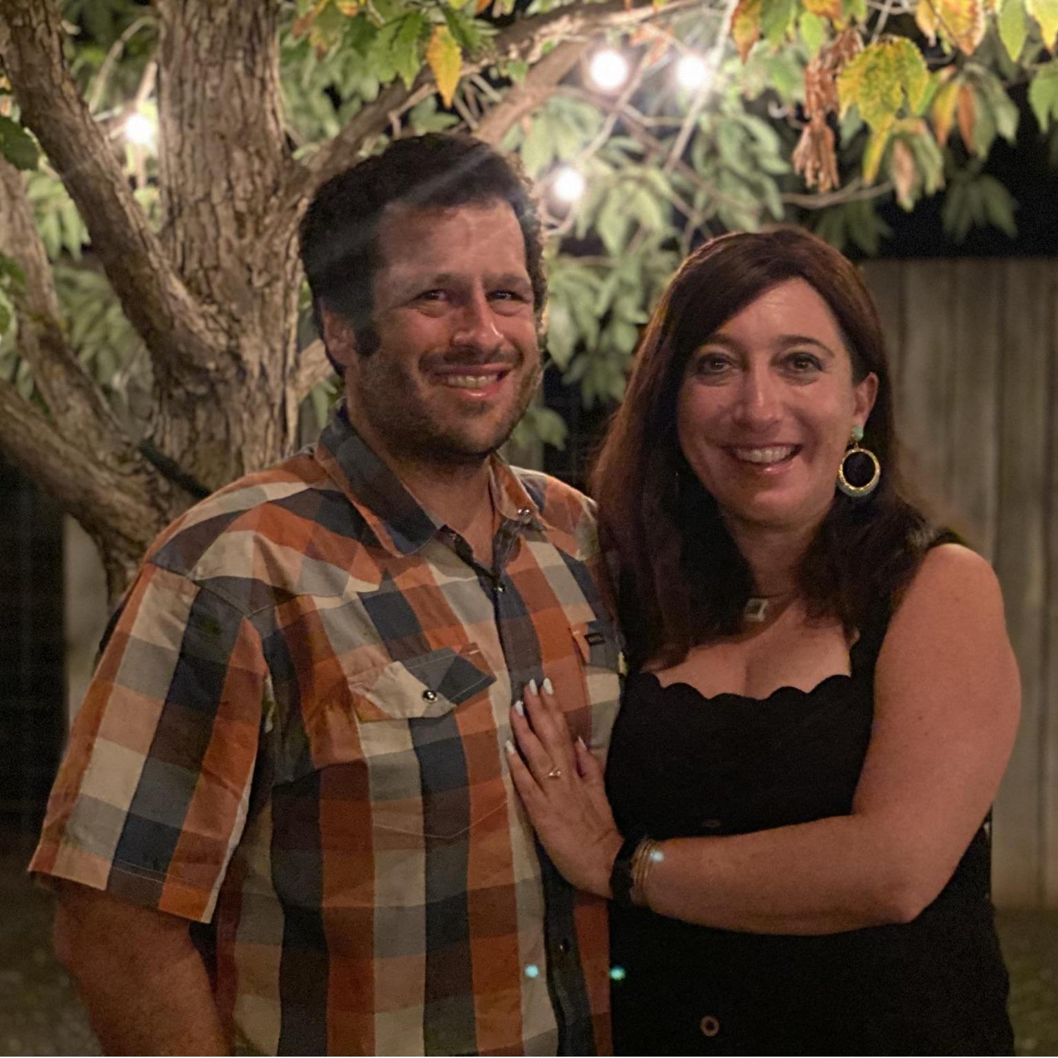 Celebrating our engagement at the annual Cochineal dinner after Robert & his friends ran Sky Island.