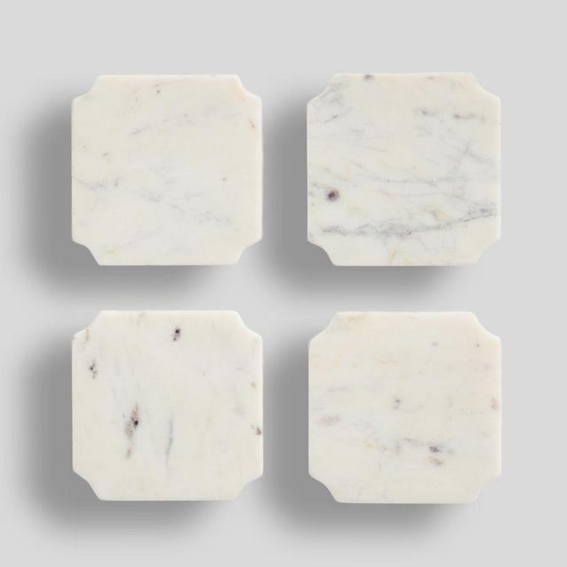 Marquee Marble Coasters, Set of 4 - White