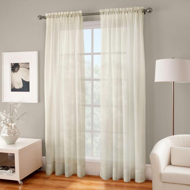 Crushed Voile Sheer 95-Inch Rod Pocket Window Curtain Panel in Ivory