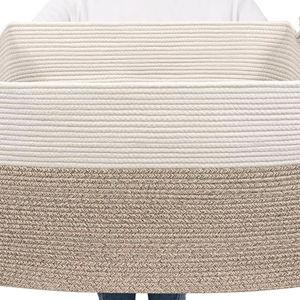 Goodpick Extra Large Woven Blanket Basket, 23.6" x 15.7" x 13.8" Storage Organizer for Blankets, Toys, Dirty Clothes, Rectangle Cotton Rope Basket for Living Room, Nursery, Bedroom