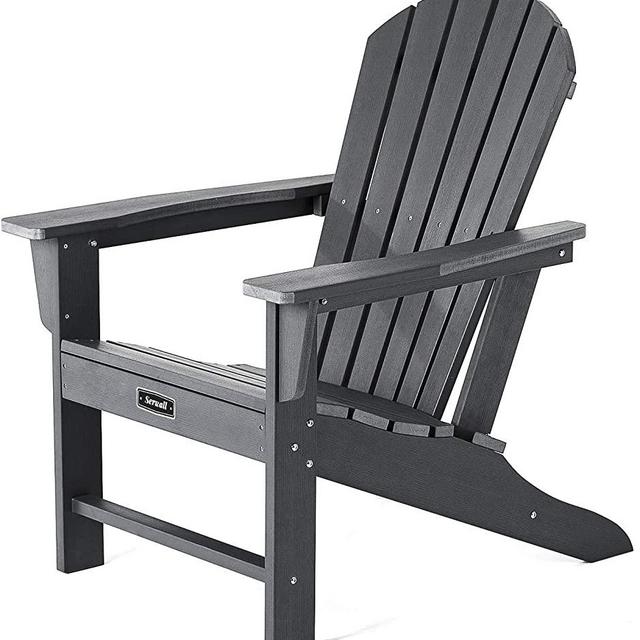 SERWALL Adirondack Chair | Adult-Size, Weather Resistant for Patio Deck Garden, Backyard & Lawn Furniture | Easy Maintenance & Classic Adirondack Chair Design (Grey)