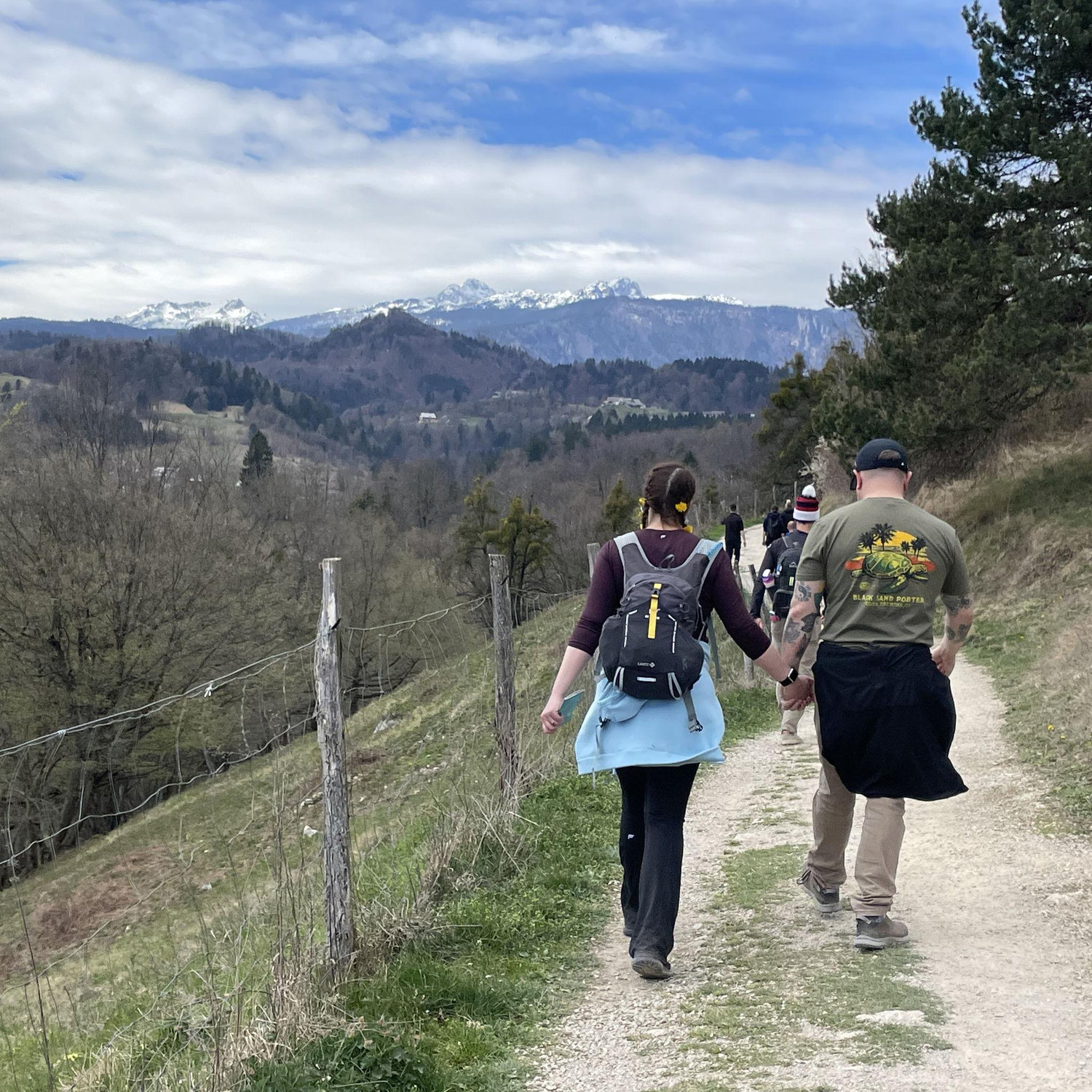 They hiked hand and hand all around Bled with Brigitte's sister's family.