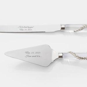 Engraved Athena Wedding Cake Server Set