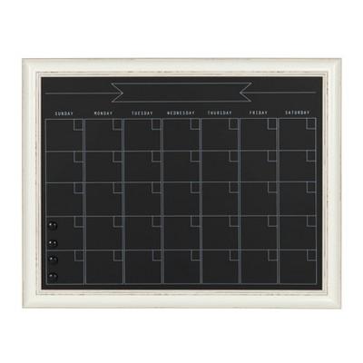 23" x 29" Macon Framed Magnetic Chalkboard Monthly Calendar White - Kate and Laurel