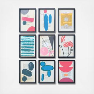 Wood Framed Abstract 9-Piece Wall Decor Set