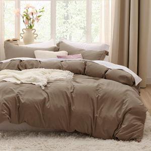 Bedsure Coffee Duvet Cover King Size - 3 Pieces Prewashed Cotton-Like Extra Soft Bedding Set, Includes 1 Duvet Cover 104x90 Inches with Zipper Closure & 2 Pillow Shams, Comforter Not Included