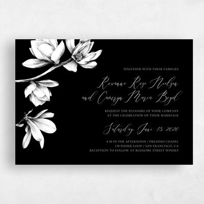 Black Wedding Invitation - Novela Landscape
