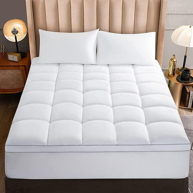 SONORO KATE King Mattress Topper, Extra Thick Mattress Protector,Cooling Mattress Pad Cover for Back Pain, Plush & Support Overfilled Down Alternative with 8-21" Deep Pocket(White, King)