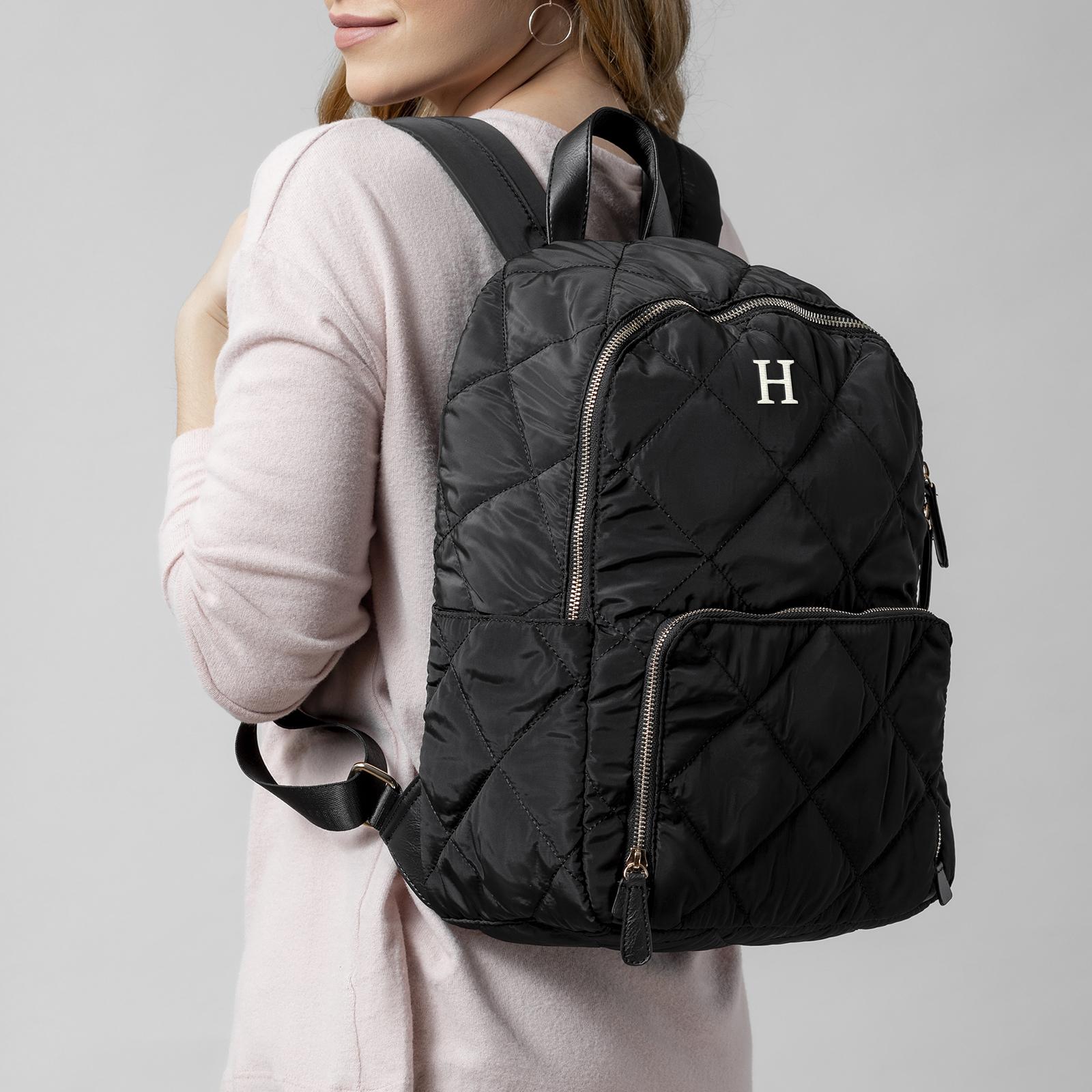 quilted nylon backpack