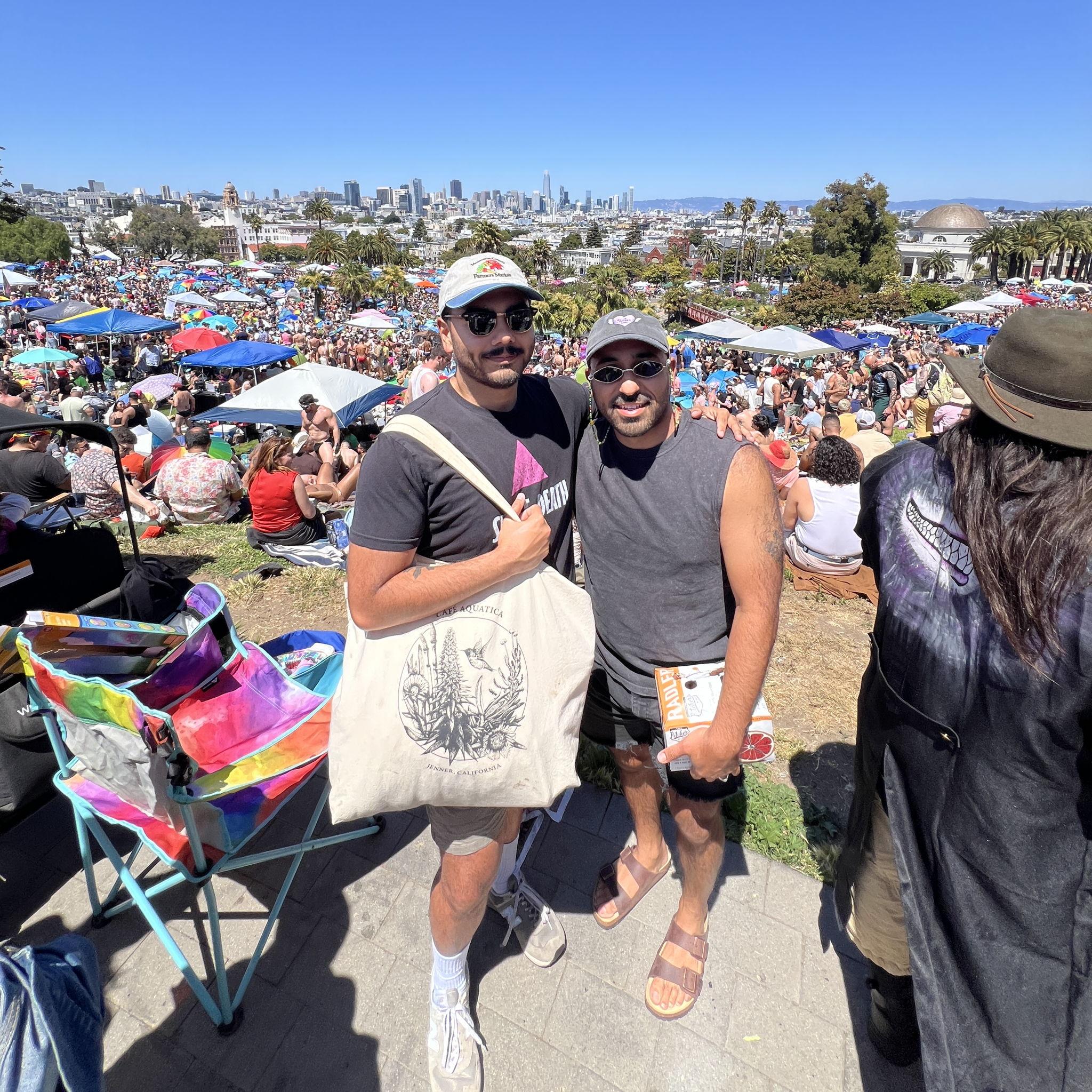 Obligatory San Francisco Pride photo 2025 at the Fruit Shelf (if you know you know).