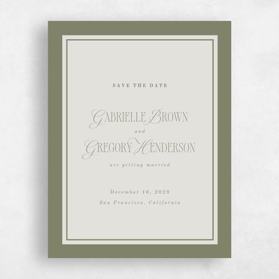 Khaki Green Wedding Save the Date - Summit Portrait