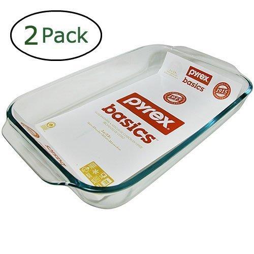 Unknown - Pyrex Basics 3 Quart Oblong Glass Baking Dish, Clear 9 x 13 inch (Set of 2)