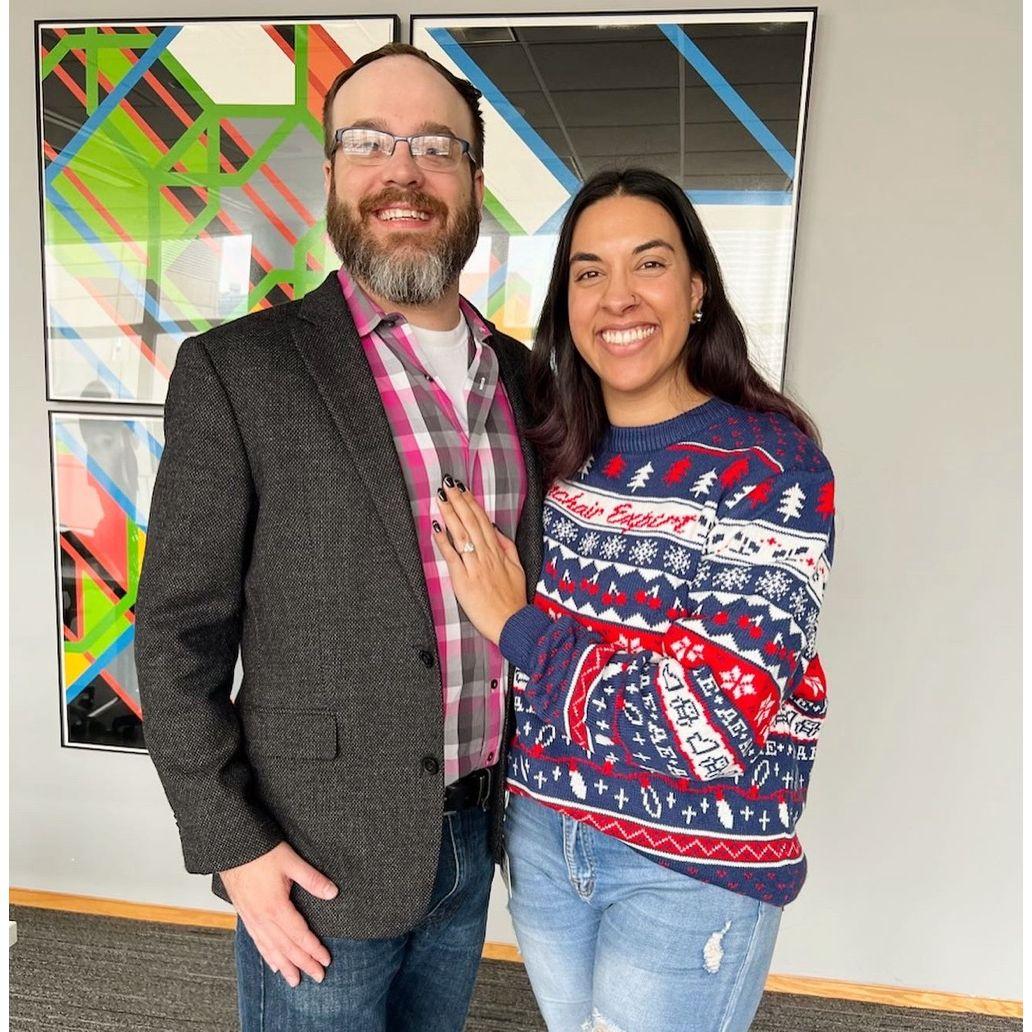 Right after Matthew proposed on the top floor of the Hallmark Headquarters - where we first met in 2018