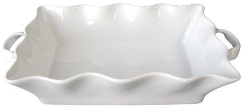 BIA Cordon Bleu Wavy Collection 3-Quart Rectangular Baker with Handles, White