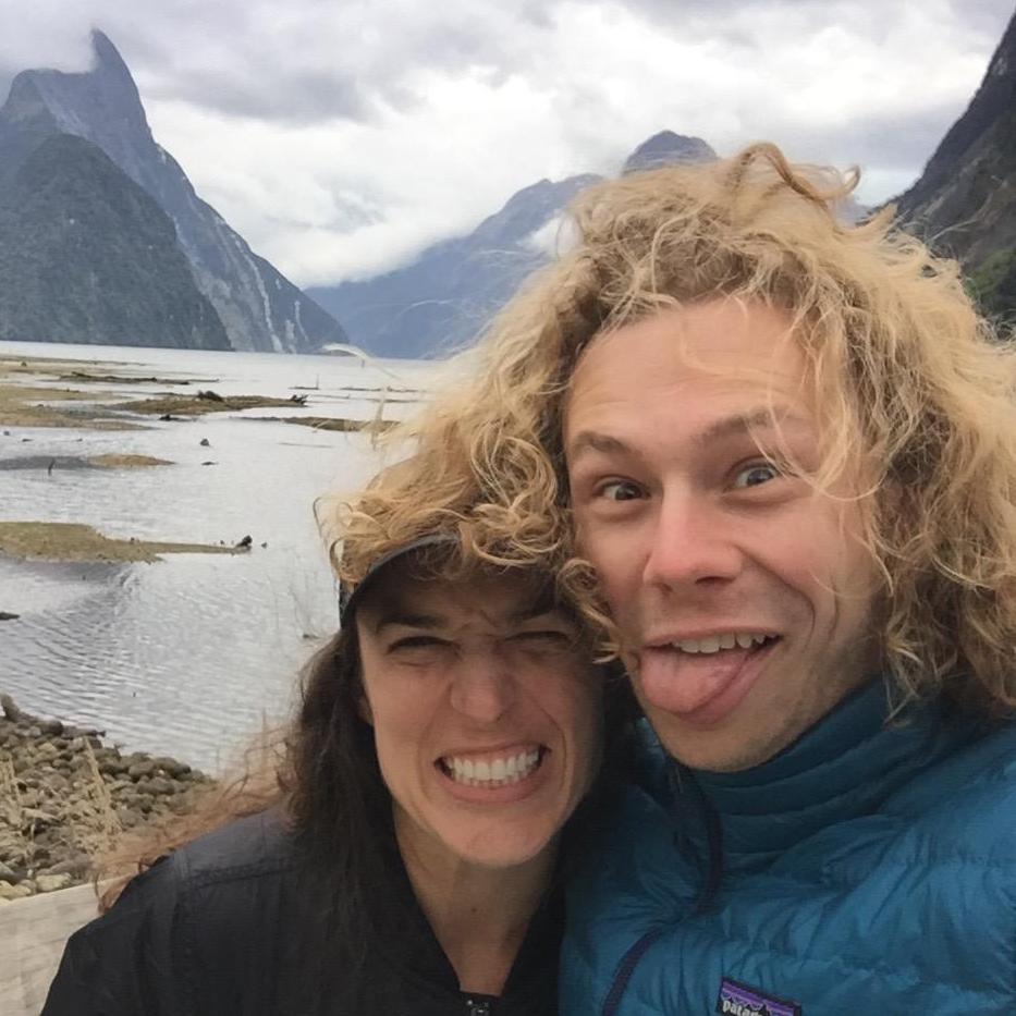 Silly faces at the Milford Sound in New Zealand.