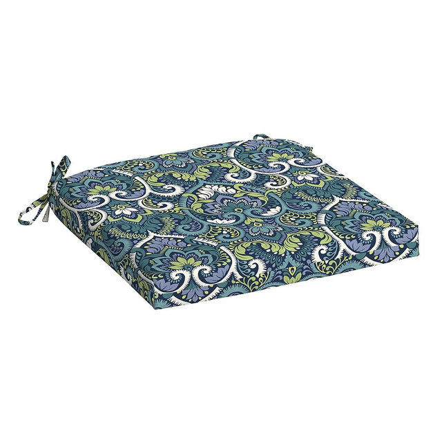 Arden Indoor/Outdoor Seat Or Rocking Chair Cushion, 19 x 18, Water Repellent, Rain Proof, Fade Resistant Cushion for Rocking Or Dining Chairs Sapphire Aurora Blue Damask